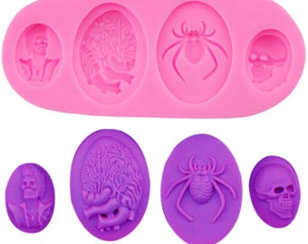 3D Halloween Brain Skull Spider Silicone Molds Cake Decorating Mould Baking Tools Fondant Chocolate Mold Cake Tools