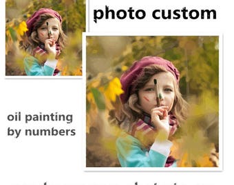 Photo Custom Make your Own DIY Digital Oil Painting by Numbers Picture Drawing on Canvas Portrait Wedding Family Photos