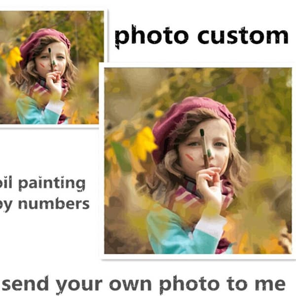 Photo Custom Make your Own DIY Digital Oil Painting by Numbers Picture Drawing on Canvas Portrait Wedding Family Photos
