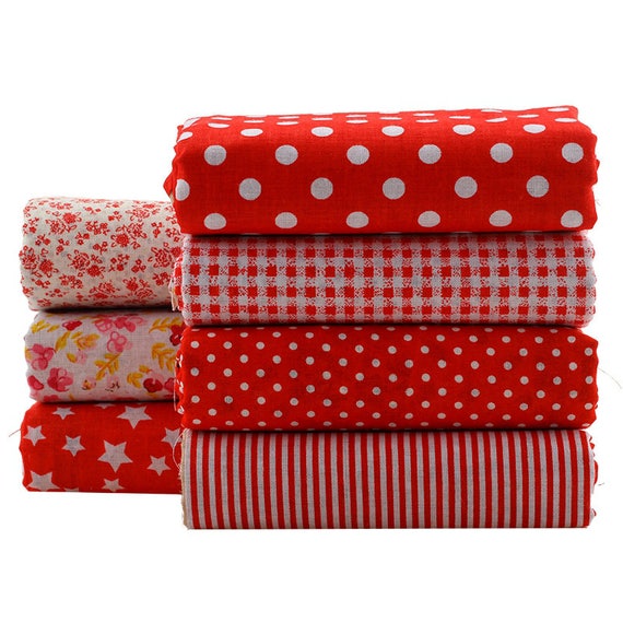 Red Series Fat Quarter Bundles Plain Cotton Fabrics Telas Para Patchwork  Fabric for Doll Dress DIY Crafts 7pieces/lot 50x50cm 