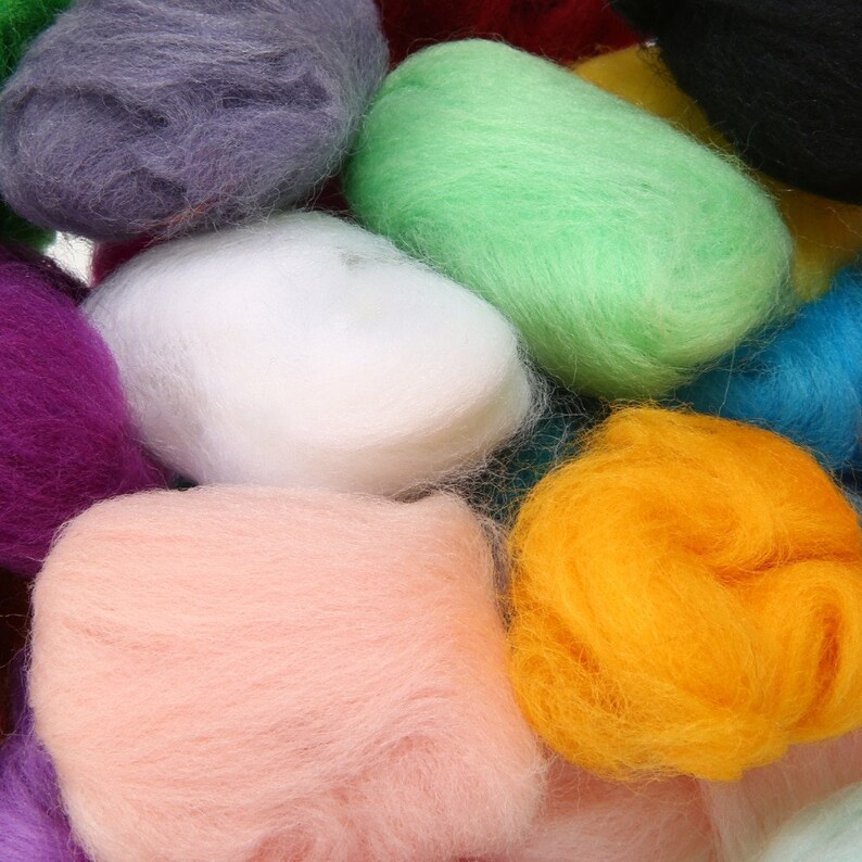 36 Colors 3g Felting Wool Fiber Wool Felt Starter Kit For Needle Felting Roving Dyed Spinning Wet Felting Fiber for DIY Crafts