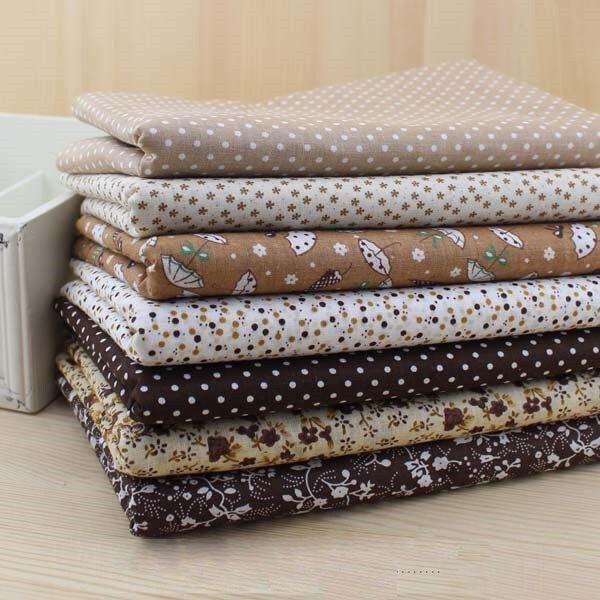 Lot 7 Pièces 50 cm * 50 cm Coton Tissu Fat Quarter Bundle vintage Marron Quilting Couture Patchwork Tilda