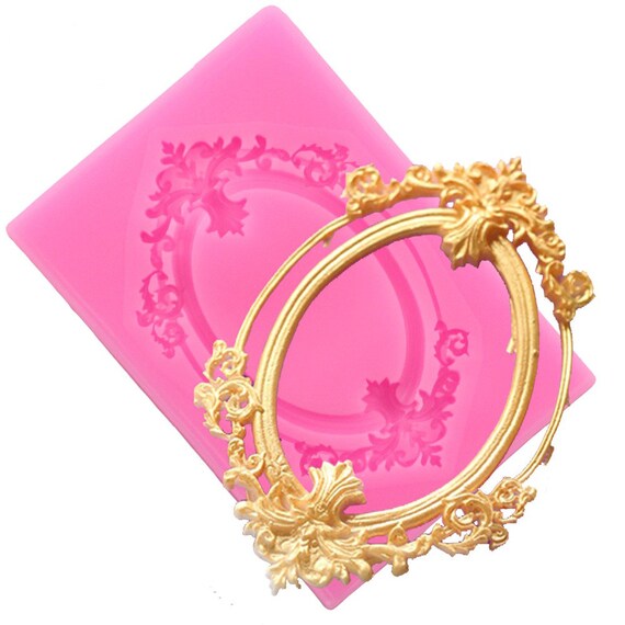 Vintage Mirror Frame Silicone Mold Damask Sugarcraft Cupcake Confeitaria Fondant Cake Decorating Tools Mould