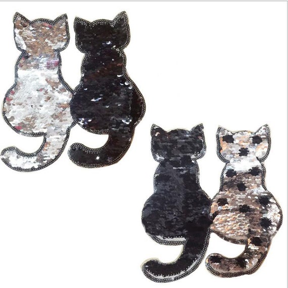 Iron-on Patch Cats with Reversible Sequins