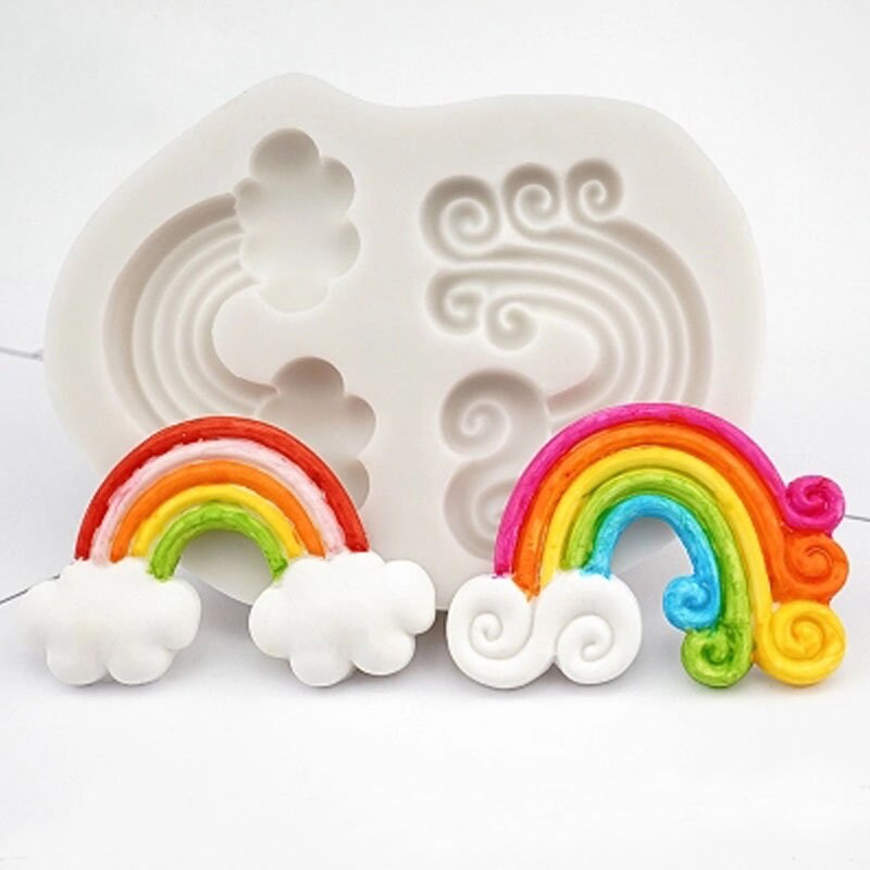 Chocolate,Sugar,Candy,Baking,etc mciskin 3Pack Moon &Star &Cloud Silicone Fondant Molds,Balloon & Rainbow Cake Molds for Decorating Cakes 