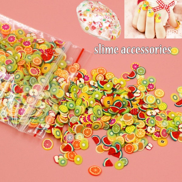 Soft Pottery 1000pcs Fruit Slices Filler for Nails Art Tips Slime Fruit for Kids Lizun DIY Slime Accessories Supplies Decoration