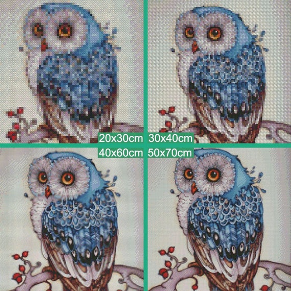 Full Diamond Embroidery Blue Owl 5D Diamond Painting Cross Stitch 3D Diamond  Mosaic Needlework Crafts 