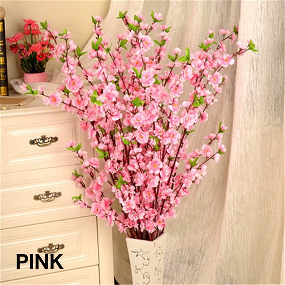 Artificial Plum Blossom With Small Bud, Fake Cherry Flower Stem