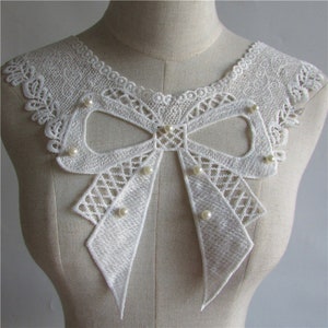 White ABS Pearl Embroidery Lace Neckline DIY Collar Slim Clothes Sewing Applique Edge Neckline Handmade Lace Fabric