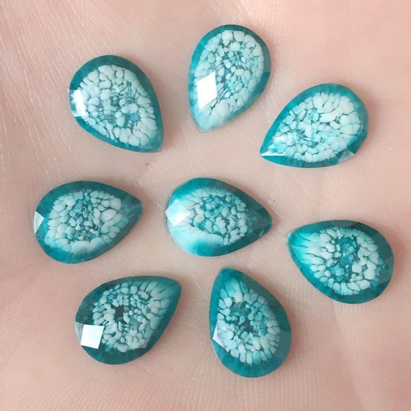 New 60pcs 10*14 Mm Water Droplet Shape of the Peacock's Bud Resin Stone, Flat Back Rhinestone Buttons Wedding Scrapbook