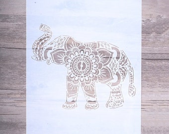 A4 Size 6 in DIY Craft Elephant Mandala Stencils for Walls Painting Scrapbooking Stamping Album Decorative Embossing Paper Cards
