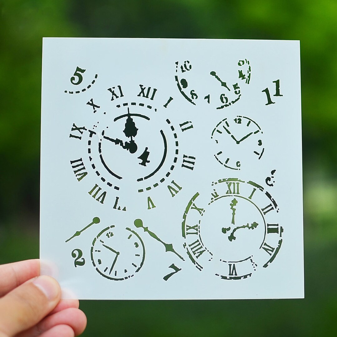 Clock Design Crafts Layering Stencil for Painting Scrapbooking Etsy