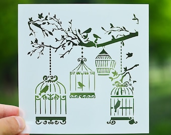 Bird Cage DIY Crafts Layering Stencil for Painting Scrapbooking Embossing Gift Paper Cards Template Scrapbooking Tool