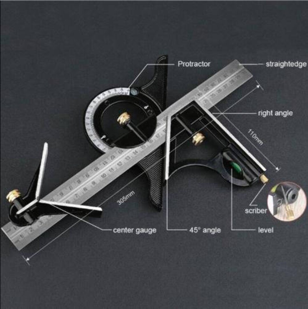 Combination Tri Square Set Angle Finder & Protractor Level Etsy