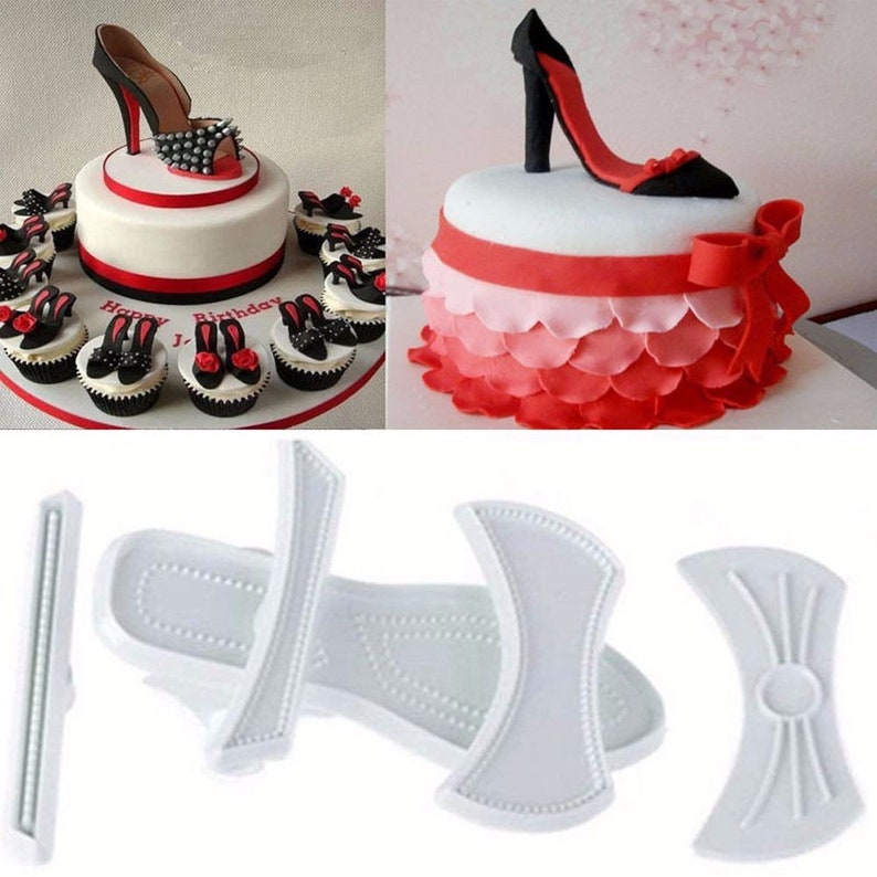 9pcs/Set High-Heeled Shoes Fondant Cake Mould Sugarcraft Baking Cutter Mold Fondant Cake Decorating Tools image 3