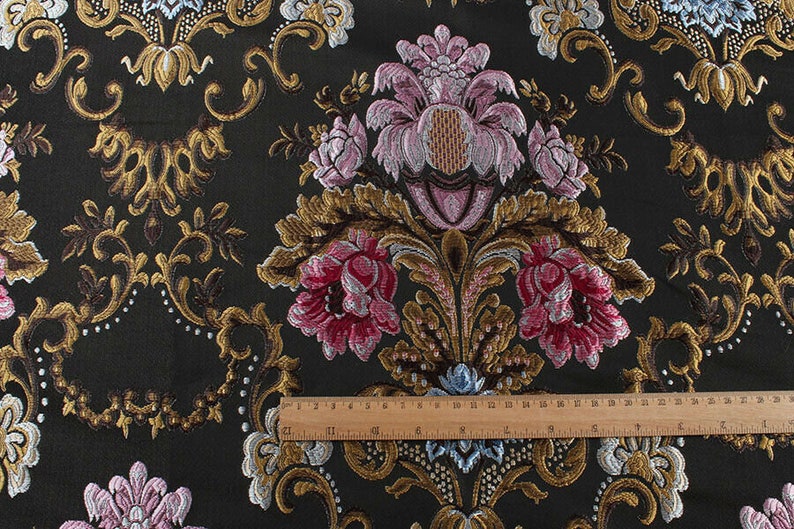 Court Brocade Fabric Damask Jacquard Embossed Flower Fabric Etsy