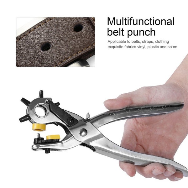 Household Multi-function Portable Puncher Heavy Duty Leather Hole Punch Hand Pliers Belt Holes Punches 5 Different Hole Size NEW