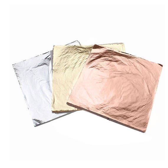 100pcs Leaf Foil Paper Sheet Silver Gold Resin Handmade Jewelry Gilding Craft