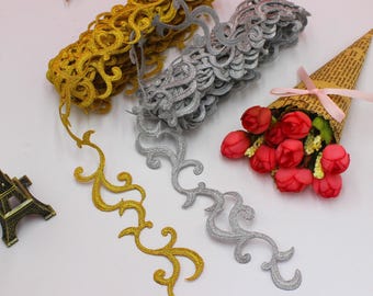 6 Yards/Lot Embroidered Braid Lace Iron On Applique Ribbon Lace Trims Cos Costume Decoration 4cm Wide