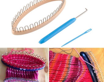 Easy Knitting Loom for Socks Wool Yarn DIY Craft Wooden Weaving Tools. 32 Pegs