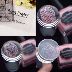 Nail Art Stamper with Cap Clear Jelly Silicone Marshmallow Stamper & Scraper
