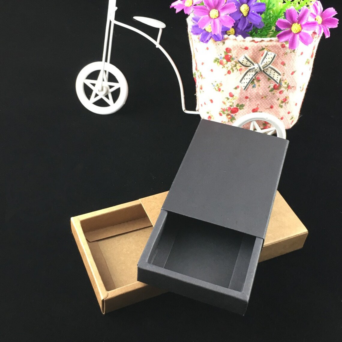 24pcs/lot Blank Kraft Paper Drawer Boxes Black Paperboard Etsy