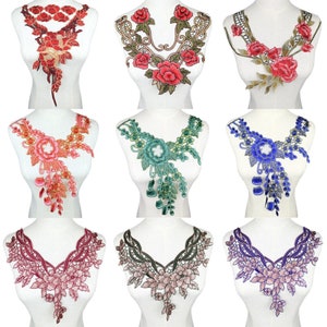 Flower Floral Guipure Collar Fake Neckline Lace Trim Embroidered Neck Applique Sewing Craft Classic Embroidery Collar