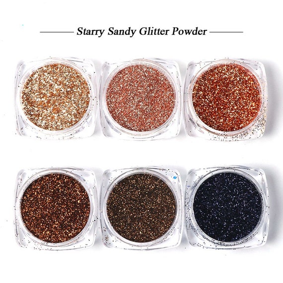 6pcs Nail Glitter Sugar Dipping Powder Sandy Rose Gold Grainy