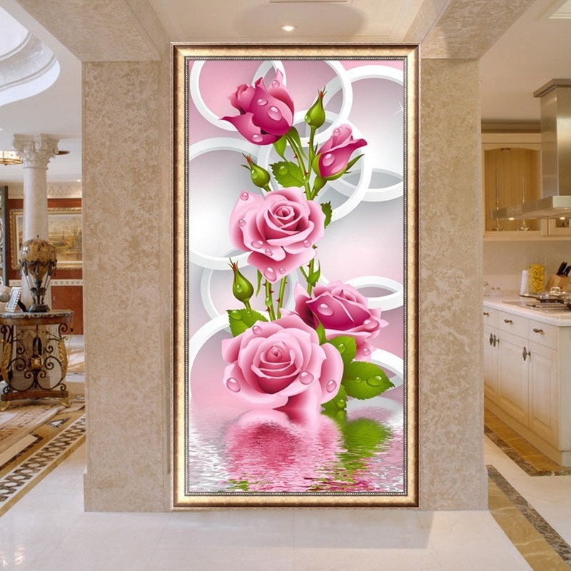 5d Nadelarbeit Diy Diamant Malerei Kreuzstich Rosa Rose Etsy
