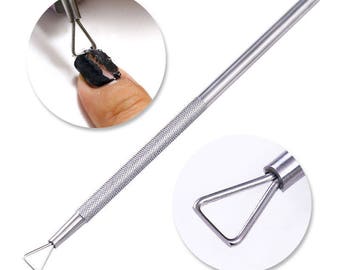 Metal Triangle Stick Rod UV Gel Polish Remover Nail Cuticle Pusher Tool Manicure