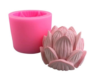 Lotus Flower Silicone Candle Mold Gypsum Plaster Silicone Mold Concrete Flower Rose Mold