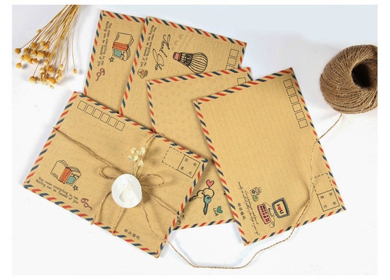 16 Pieces/lot Large Vintage Envelope Postcard Letter Stationery Paper  Airmail Vintage Office Supplies Kraft Envelope 1116. Retro Style -   Israel