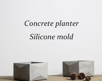 Square Geometry Handmade Vase Silicone Mold Plants Pot Cement Home Decoration Concrete Planter Mold