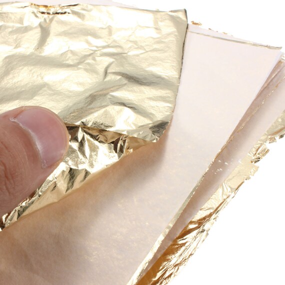 100pcs Leaf Foil Paper Sheet Silver Gold Resin Handmade Jewelry Gilding Craft