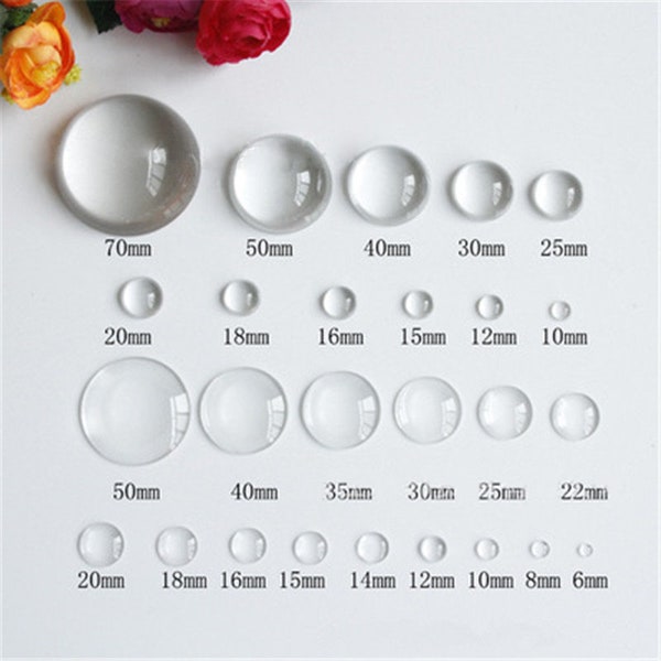 50pcs Round Flat Back Clear Glass Cabochon for DIY Jewelry Making 6mm 8mm 10mm 12mm 14mm 16mm 18mm 20mm 25mm 30mm