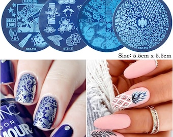11pcs/Set Nail Stamping Plates Flowers Geometry Lace Nail Art Stamp Design Storage Bag Polish Print Stencil Tools