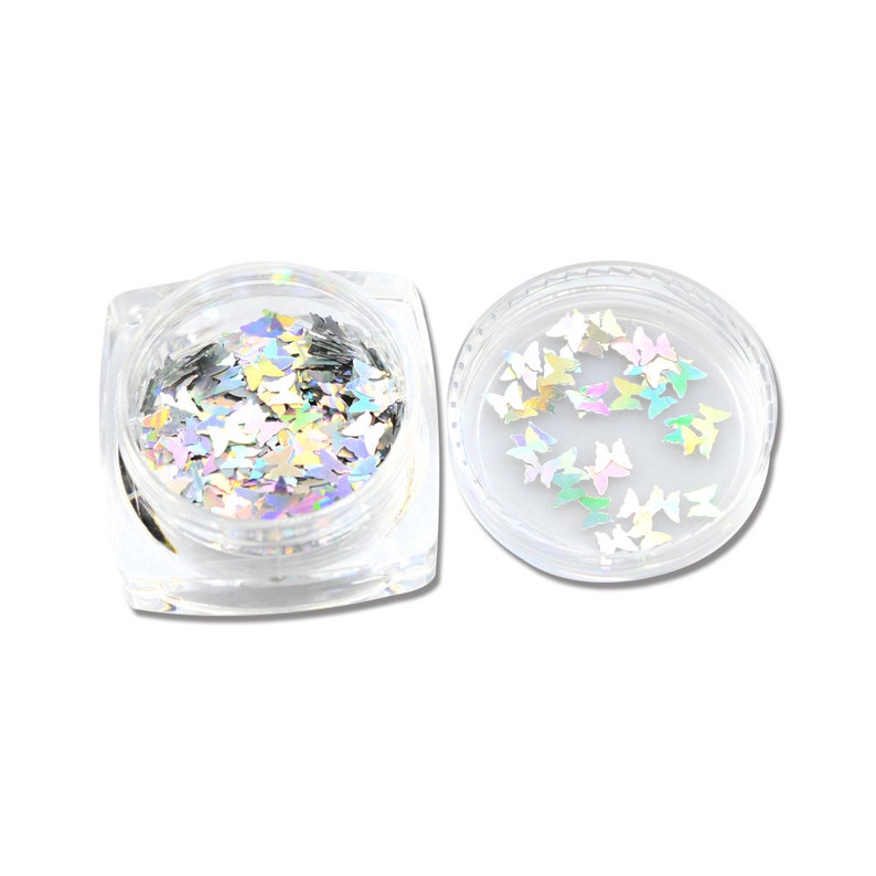 2019 New 1 Bottle Nail Art Sparkly Glitter Silver Laser Butterfly Sequins Slice Nail Thin Paillette Decoration 3D Tips