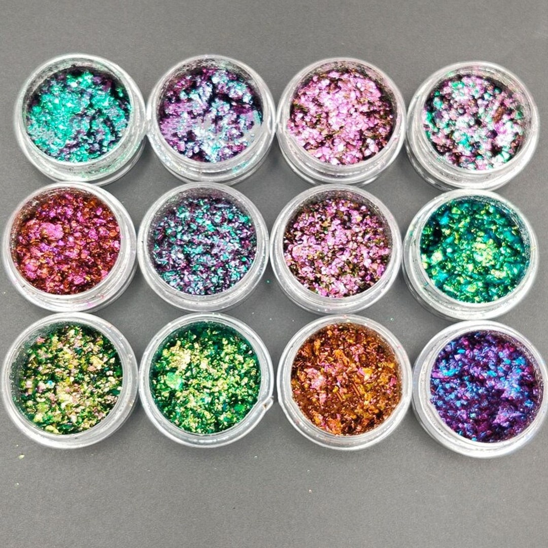 12 Jars Set Chameleon Flake Color-changing Mirror Chrome - Etsy