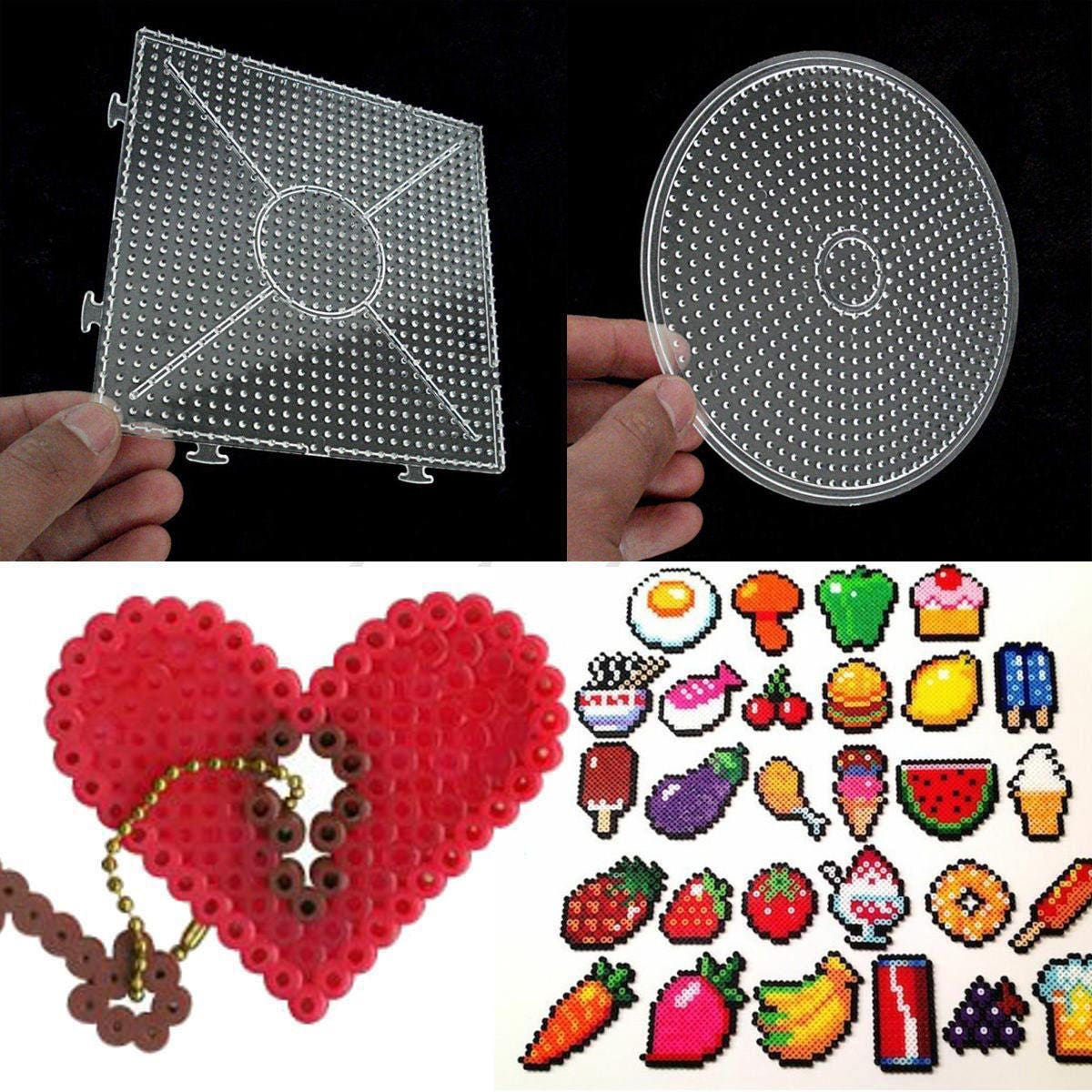 DIY Bead Pegboard Multi Styles Template for Perler Bead Hama Fuse Beads  Board Circlehexagon Puzzle Template for 5mm Perler Beads Toy 