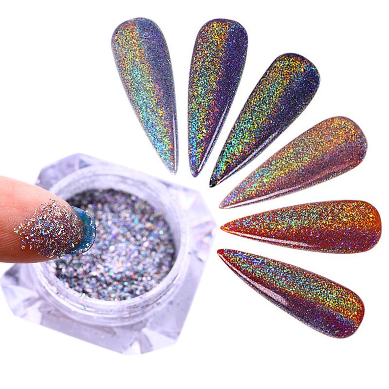 Rainbow Holographic Laser Powder Nail Pigment Super Shine Dust - Etsy