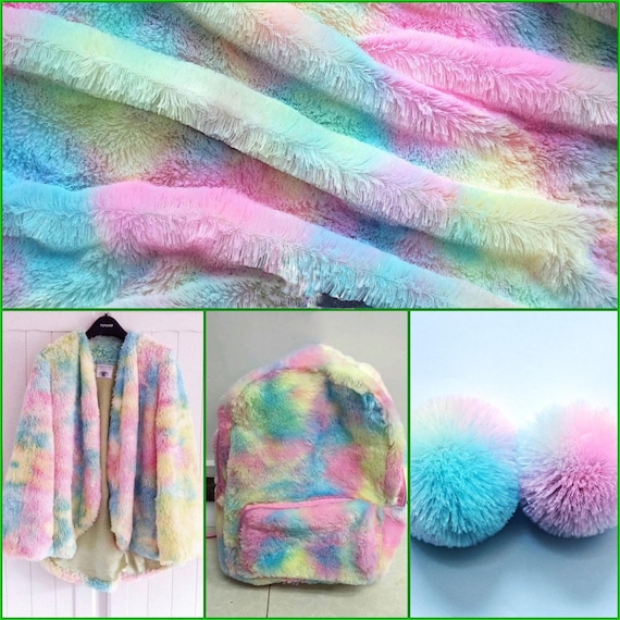 50x150cm Rainbow Plush Fabric Handcraft Clothing Sewing Bag DIY Craft Decor
