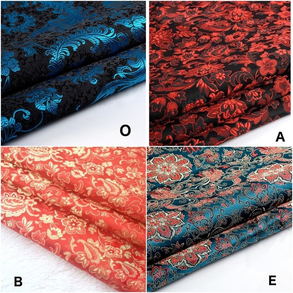 Choose Colors Flowers Brocade Fabric Damask Jacquard Apparel Costume Upholstery Furnishing Curtain Material Patchwork Fabric 75cm*50cm