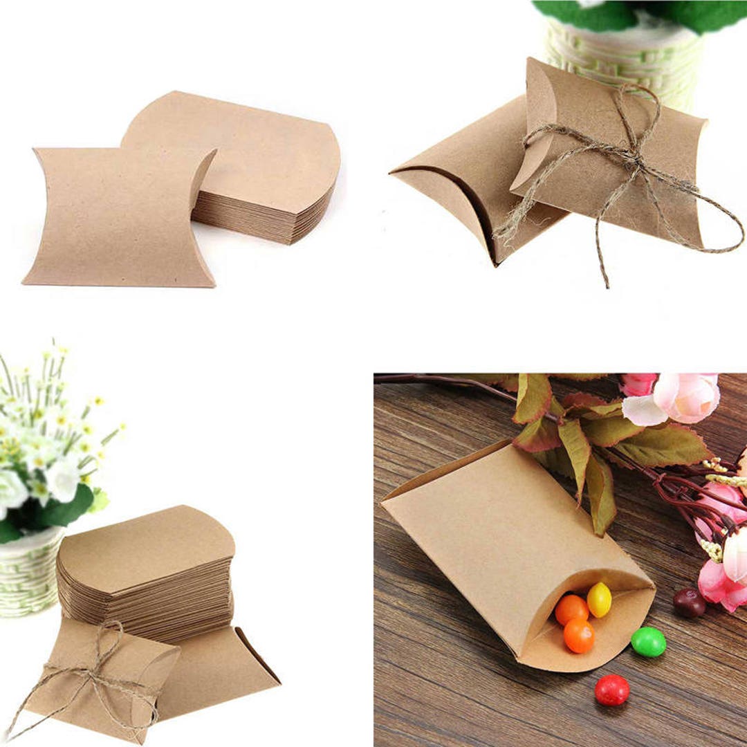 50pcs Pillow Wedding Party Favor Paper Gift Box Candy Boxes Supply Accessories Favour Kraft ...
