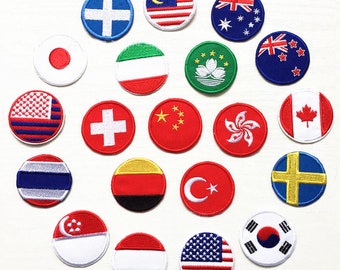 Banderas de países Parches bordados completos para ropa Plancha en ropa EE. UU. Alemania Canadá Suecia Italia Francia Apliques Rayas Insignia Etiqueta