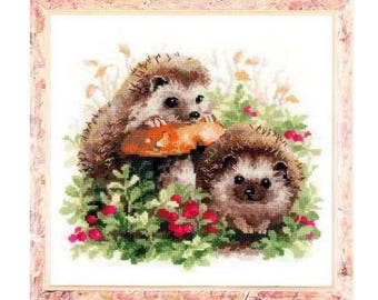 Hedgehog and Mushroom Counted Cross Stitch 11CT 14CT Cross Stitch Set Animal Cross-stitch Kits Embroidery Needlework