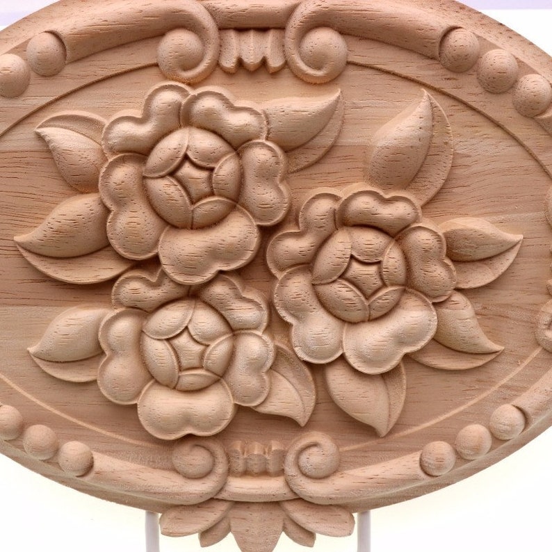 Rose Wood Carving Door Heart Flower Applique Furniture Etsy