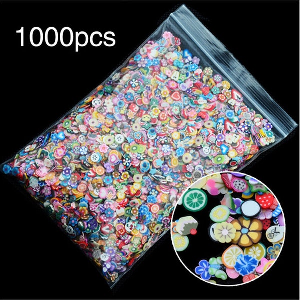 New Nail Art 3D Fruit Flowers Feather Design Tiny Fimo Slices Polymer Clay DIY Make Up Beauty Nail Sticker Decorations 1 Pack