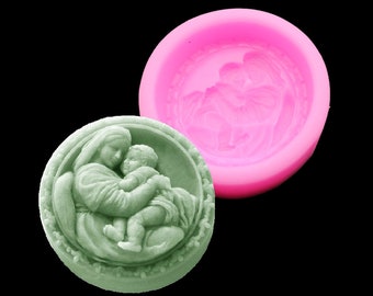 Maria Handmade Natural Soap Silicone Mold Forming Decorative Mother and Baby Cake Moon Cake Baked Pastry