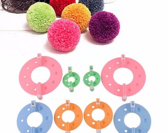 Set 8 Pieces Pom pom Maker Tools for Knitting Appareil Bommel Pompoms Maker Clover Fluff Ball Weaver Needlecraft Art Tools for Needlework