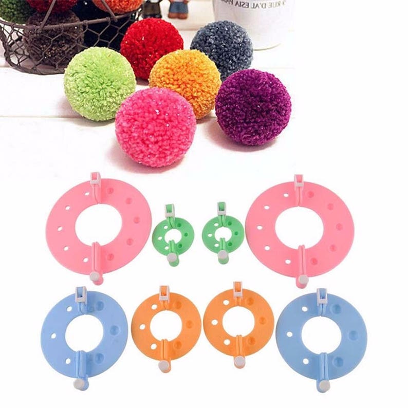 Set 8 Pieces Pom pom Maker Tools for Knitting Appareil Bommel Pompoms Maker Clover Fluff Ball Weaver Needlecraft Art Tools for Needlework image 1